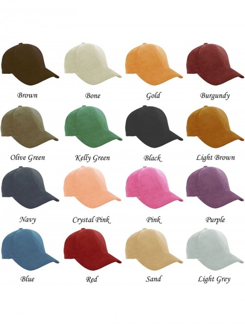 Baseball Caps Genuine Suede Leather Unisex Baseball Caps Made in USA - Pink - C811GL9IY95 $22.70