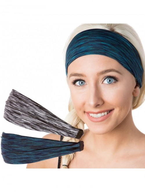 Headbands Xflex Space Dye Adjustable & Stretchy Wide Headbands for Women - Space Dye Grey & Teal - CH182Q5OCEK $18.80