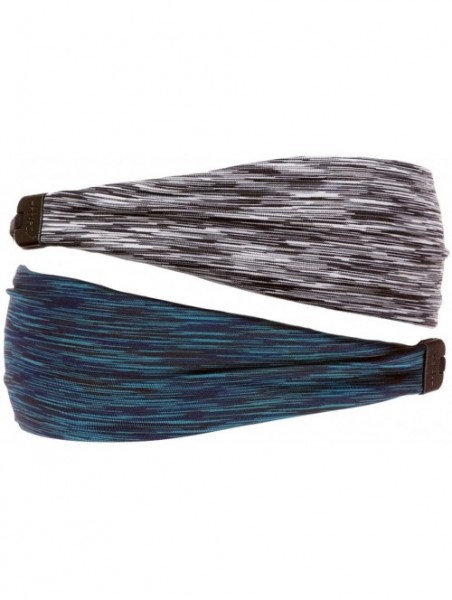 Headbands Xflex Space Dye Adjustable & Stretchy Wide Headbands for Women - Space Dye Grey & Teal - CH182Q5OCEK $18.80