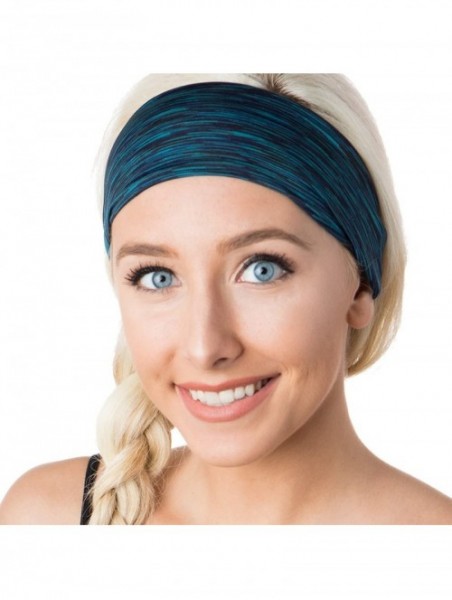 Headbands Xflex Space Dye Adjustable & Stretchy Wide Headbands for Women - Space Dye Grey & Teal - CH182Q5OCEK $18.80