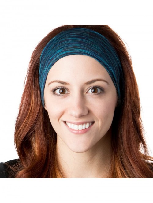 Headbands Xflex Space Dye Adjustable & Stretchy Wide Headbands for Women - Space Dye Grey & Teal - CH182Q5OCEK $18.80