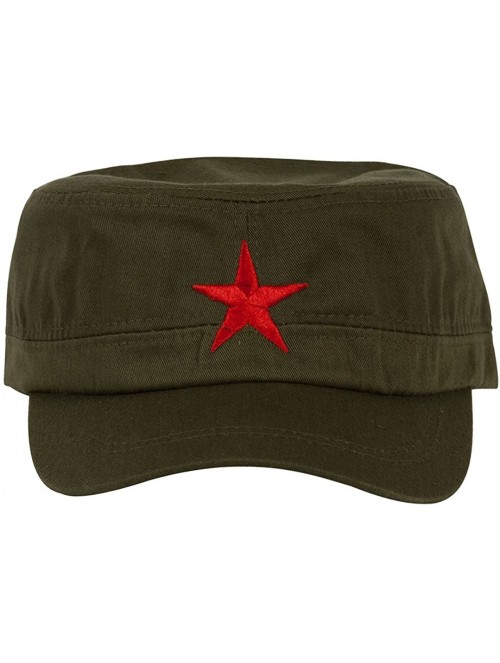 Baseball Caps New Army Cadet Adjustable Hat w/Red Star - Olive - CU12LX4RBVT $13.48