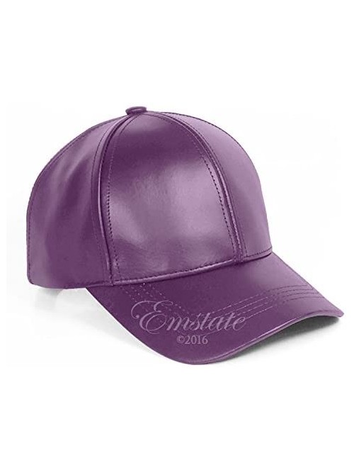 Baseball Caps Genuine Cowhide Leather Adjustable Baseball Cap Made in USA - Purple - CI11UI9O82B $23.17