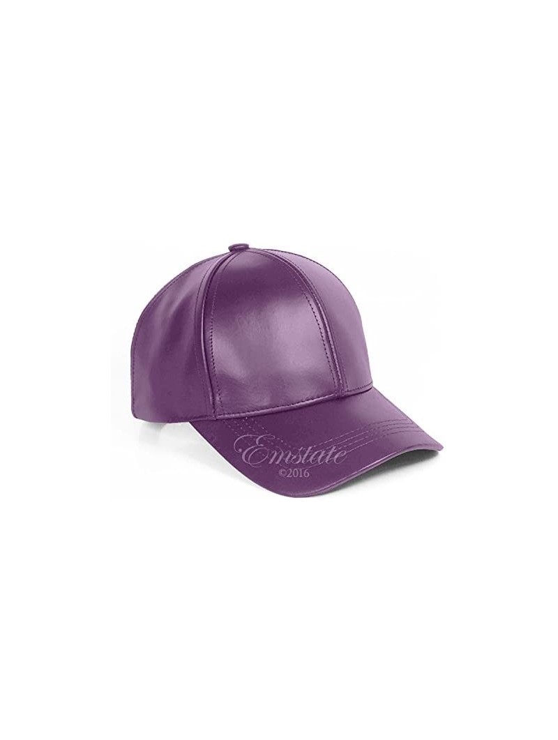 Baseball Caps Genuine Cowhide Leather Adjustable Baseball Cap Made in USA - Purple - CI11UI9O82B $23.17