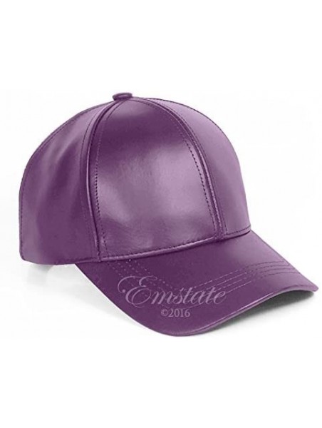 Baseball Caps Genuine Cowhide Leather Adjustable Baseball Cap Made in USA - Purple - CI11UI9O82B $23.17