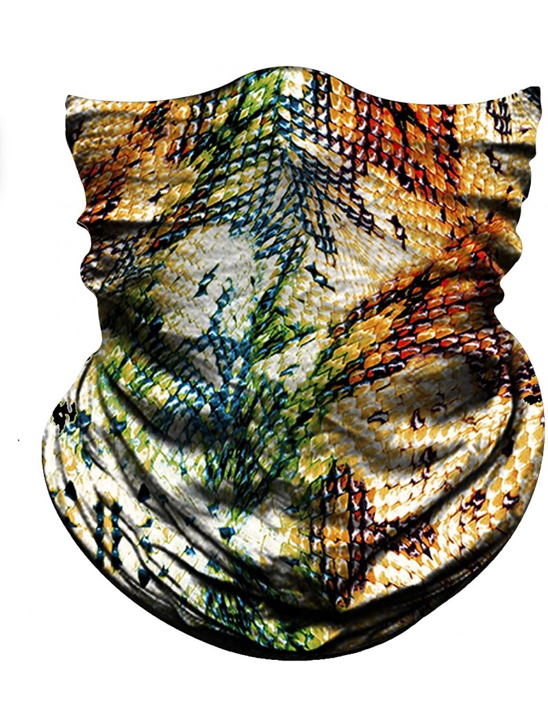 Balaclavas Seamless Bandana Face Mask Rave Men Women for Dust Sun Wind Protection - Snake Skin Printing Green Yellow - CZ196H...