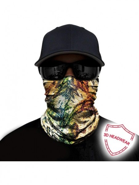 Balaclavas Seamless Bandana Face Mask Rave Men Women for Dust Sun Wind Protection - Snake Skin Printing Green Yellow - CZ196H...