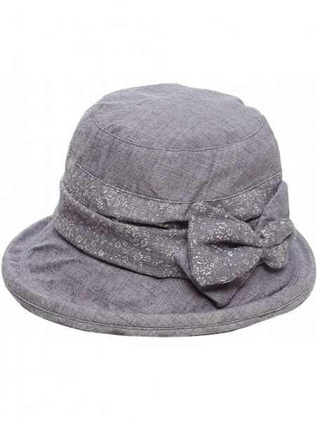 Sun Hats Women's Summer UV Anti Cotton Bowknot Portable Floppy Wide Brim Hiking Sun Hat Grey - CA182E0A32N $15.62