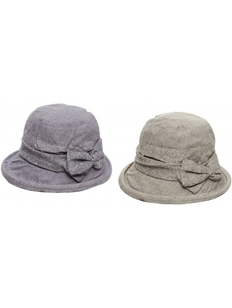 Sun Hats Women's Summer UV Anti Cotton Bowknot Portable Floppy Wide Brim Hiking Sun Hat Grey - CA182E0A32N $15.62