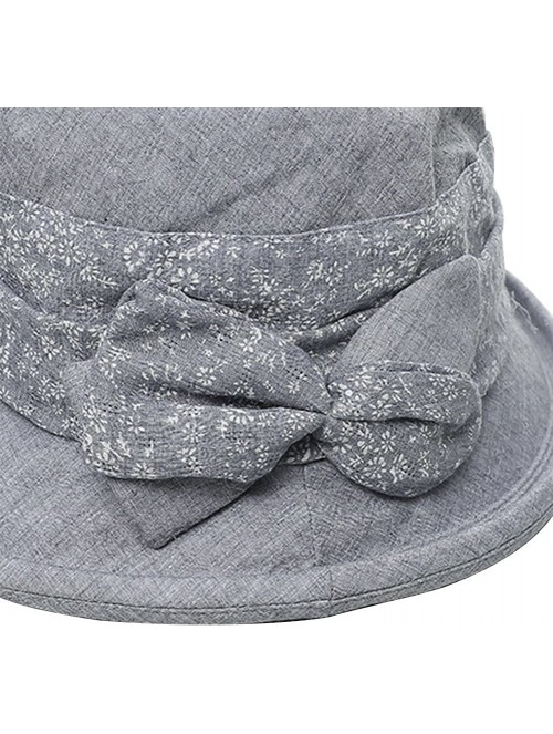 Sun Hats Women's Summer UV Anti Cotton Bowknot Portable Floppy Wide Brim Hiking Sun Hat Grey - CA182E0A32N $15.62