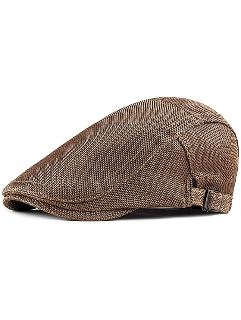 Newsboy Caps Bigface Up Men's Summer Breathable Mesh Hat Cabbie hat Hunting Hat Gatsby Newsboy Ivy Cap - A-coffee - C318U0E3N...