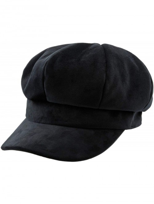 Newsboy Caps Women's Velvet Beret Cap Winter Warm 8 Panel Newsboy Hat Cabbie Hat - Black - C118QMURR5T $40.56