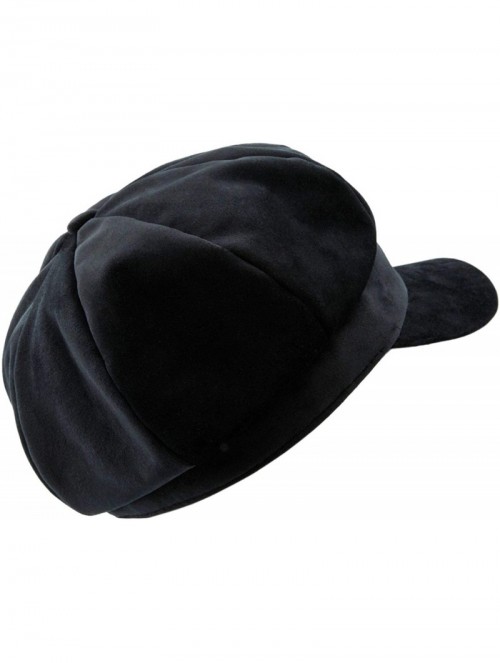 Newsboy Caps Women's Velvet Beret Cap Winter Warm 8 Panel Newsboy Hat Cabbie Hat - Black - C118QMURR5T $40.56