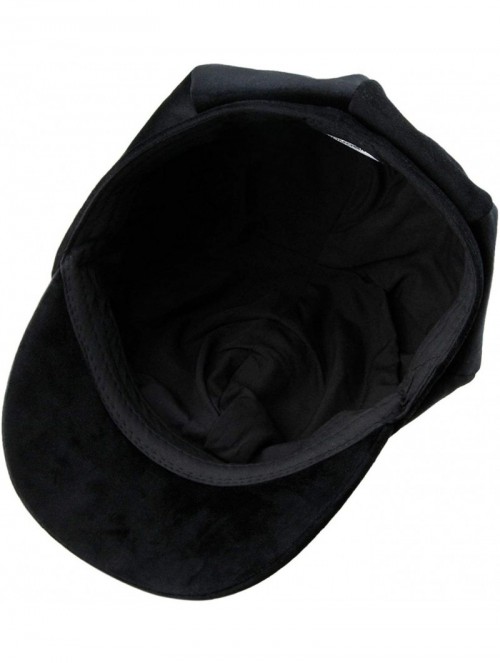 Newsboy Caps Women's Velvet Beret Cap Winter Warm 8 Panel Newsboy Hat Cabbie Hat - Black - C118QMURR5T $40.56