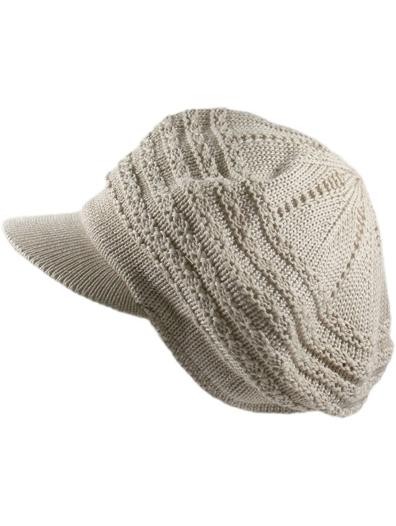 Newsboy Caps Knit Cable Slinky Newsboy Hat - Beige - CP17AZ2C8S9 $14.39