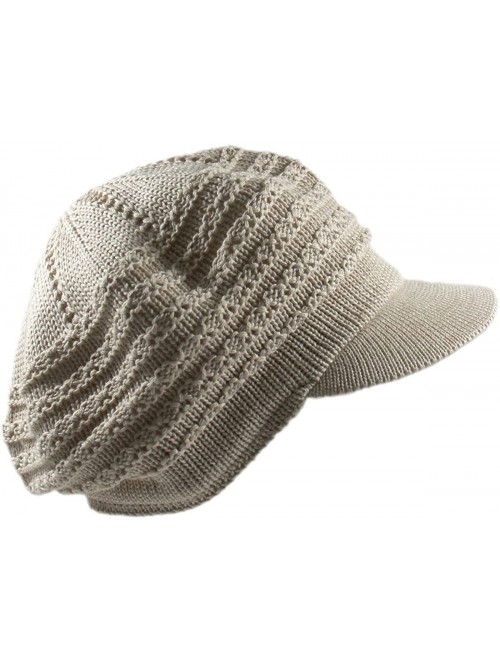 Newsboy Caps Knit Cable Slinky Newsboy Hat - Beige - CP17AZ2C8S9 $14.39