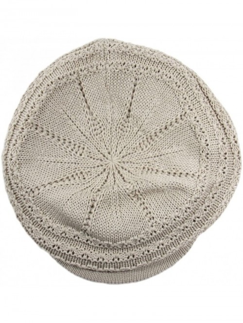 Newsboy Caps Knit Cable Slinky Newsboy Hat - Beige - CP17AZ2C8S9 $14.39