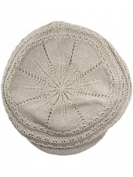 Newsboy Caps Knit Cable Slinky Newsboy Hat - Beige - CP17AZ2C8S9 $14.39