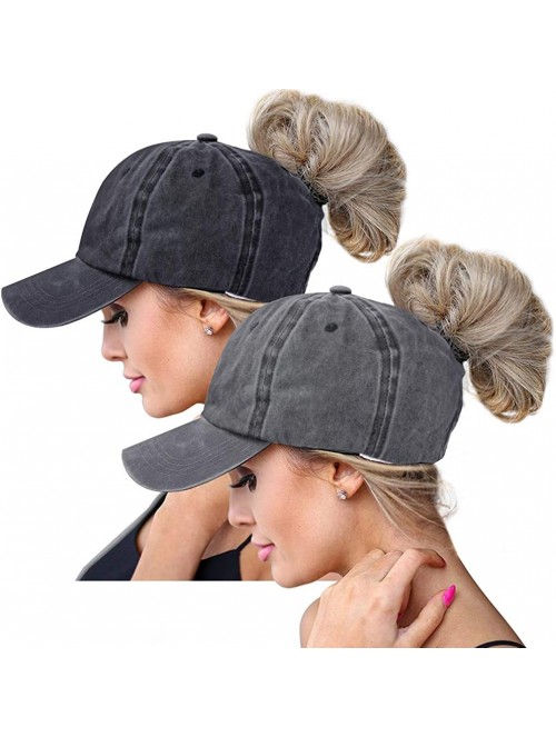 Baseball Caps Ponytail Baseball Adjustable Cotton Trucker - Ppc-washed-black/Grey - CE194TE6GSQ $17.98