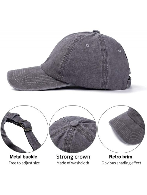 Baseball Caps Ponytail Baseball Adjustable Cotton Trucker - Ppc-washed-black/Grey - CE194TE6GSQ $17.98