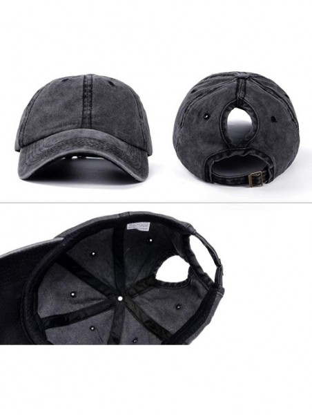 Baseball Caps Ponytail Baseball Adjustable Cotton Trucker - Ppc-washed-black/Grey - CE194TE6GSQ $17.98