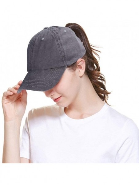 Baseball Caps Ponytail Baseball Adjustable Cotton Trucker - Ppc-washed-black/Grey - CE194TE6GSQ $17.98