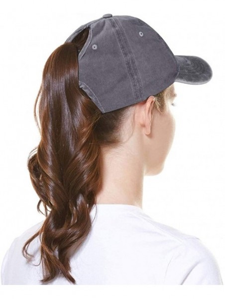 Baseball Caps Ponytail Baseball Adjustable Cotton Trucker - Ppc-washed-black/Grey - CE194TE6GSQ $17.98