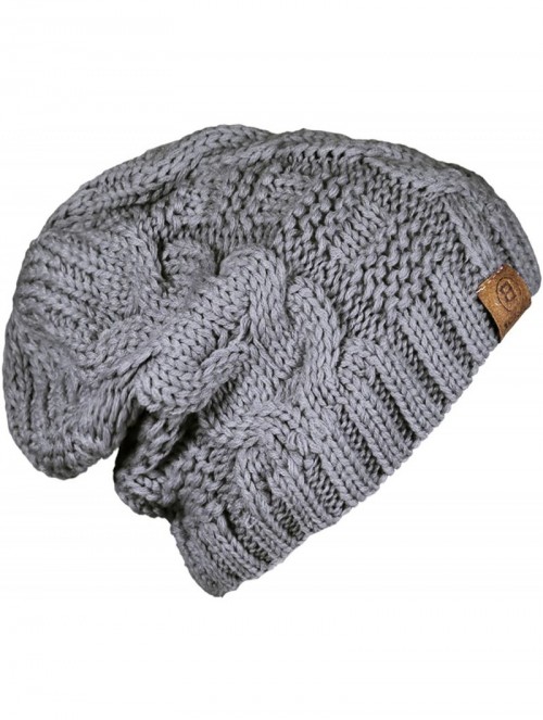 Skullies & Beanies Unisex Warm Chunky Soft Stretch Cable Knit Beanie Cap Hat - Heather Gray-102 - CX12NRE9DR0 $10.35