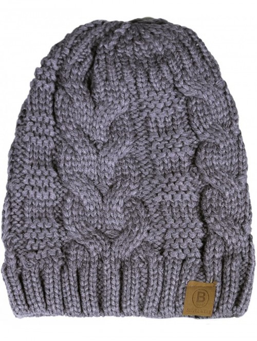 Skullies & Beanies Unisex Warm Chunky Soft Stretch Cable Knit Beanie Cap Hat - Heather Gray-102 - CX12NRE9DR0 $10.35