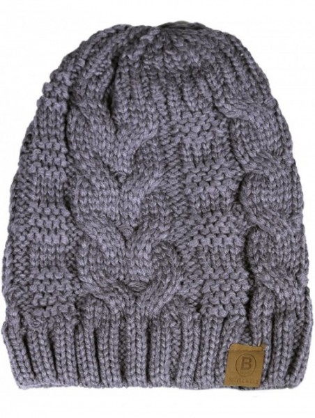 Skullies & Beanies Unisex Warm Chunky Soft Stretch Cable Knit Beanie Cap Hat - Heather Gray-102 - CX12NRE9DR0 $10.35