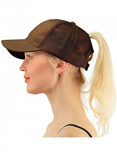 Skullies & Beanies Ponytail Cap Messy Trucker Adjustable Visor Baseball Cap Hat Unisex - Coffee - CZ18EYU2WGM $14.25