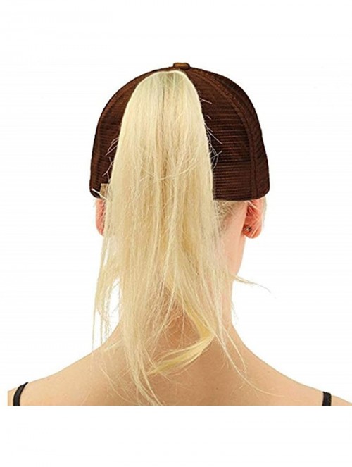 Skullies & Beanies Ponytail Cap Messy Trucker Adjustable Visor Baseball Cap Hat Unisex - Coffee - CZ18EYU2WGM $14.25