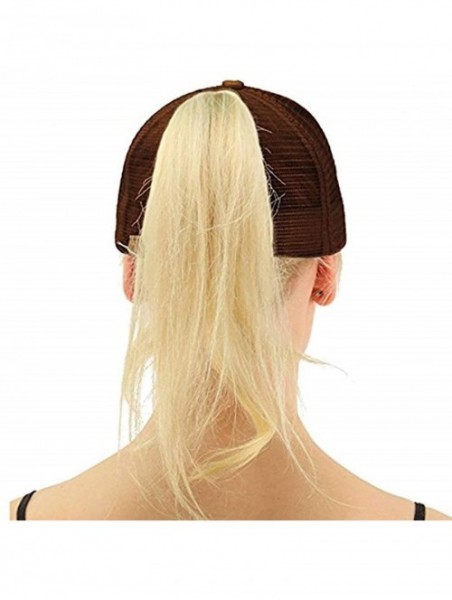 Skullies & Beanies Ponytail Cap Messy Trucker Adjustable Visor Baseball Cap Hat Unisex - Coffee - CZ18EYU2WGM $14.25