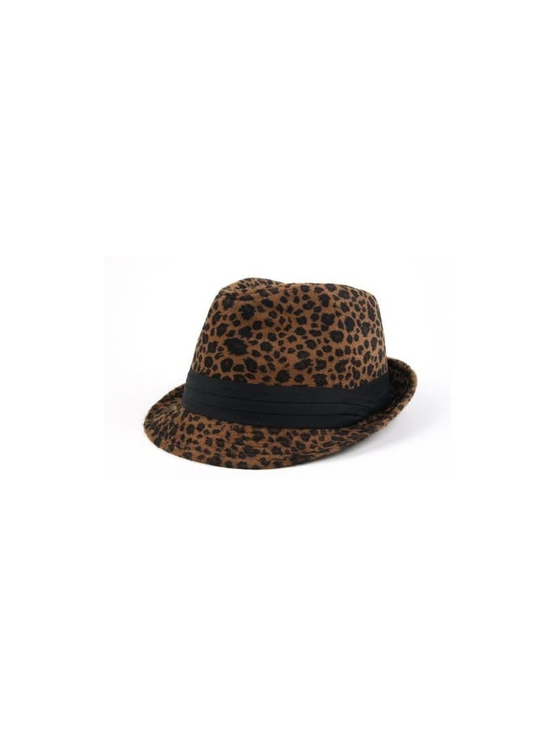 Fedoras Women Winter Leopard Print Fashion Fedora 501HF - Brown - C011B0A7HQZ $19.89