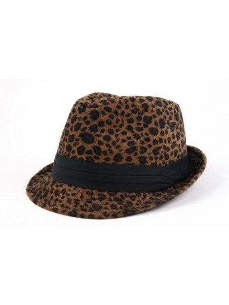 Fedoras Women Winter Leopard Print Fashion Fedora 501HF - Brown - C011B0A7HQZ $19.89