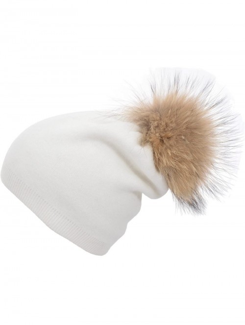 Skullies & Beanies Colors Slouchy Cashmere Raccoon Stocking - White - C512NGD9U0Z $40.13