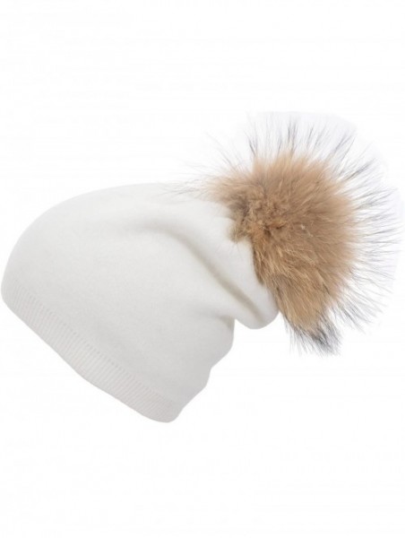 Skullies & Beanies Colors Slouchy Cashmere Raccoon Stocking - White - C512NGD9U0Z $40.13