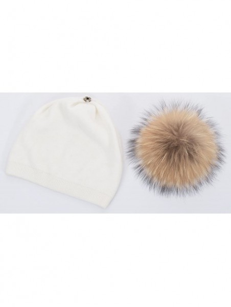 Skullies & Beanies Colors Slouchy Cashmere Raccoon Stocking - White - C512NGD9U0Z $40.13