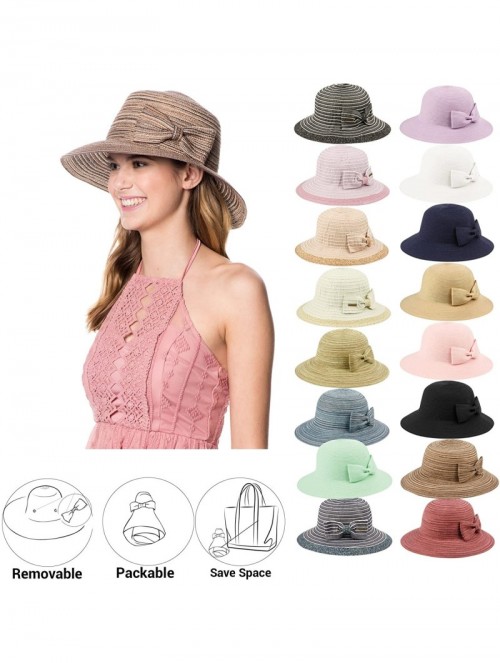 Sun Hats Womens UPF50 Foldable Summer Sun Beach Straw Hats - Fl2914black - CJ18DZALXMA $25.28