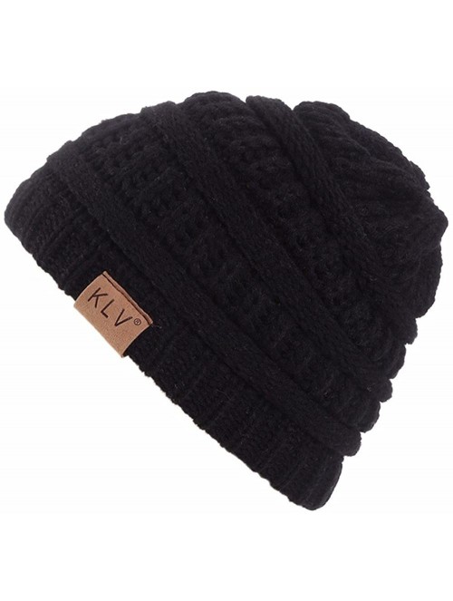 Skullies & Beanies Hat- KIKOY Boy Girls Warm Crochet Winter Wool Knit Ski Slouchy Caps - Black - CU18I0DES43 $14.45