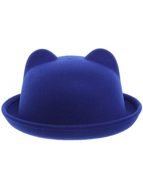 Fedoras Women Wool Felt Cat Ear Roll-up Hat Fedora Bowler Head Circumference 22.5" - Blue - C0127E5KN3J $14.89