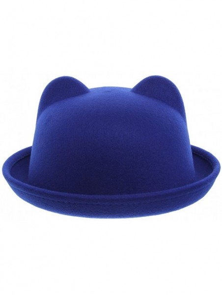 Fedoras Women Wool Felt Cat Ear Roll-up Hat Fedora Bowler Head Circumference 22.5" - Blue - C0127E5KN3J $14.89