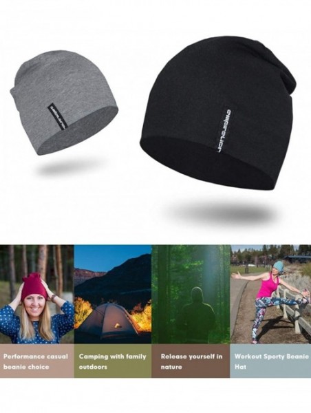 Skullies & Beanies Multifunctional Lightweight Beanies Running - Black+mid Grey Melange - CT18S4UNORO $18.55