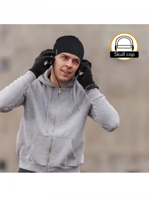 Skullies & Beanies Multifunctional Lightweight Beanies Running - Black+mid Grey Melange - CT18S4UNORO $18.55