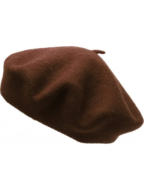 Berets 100% Wool French Beret for Womens Solid Colors Mens - Dark Brown - C618HCG69KI $11.83