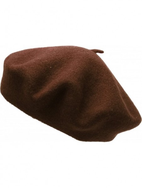 Berets 100% Wool French Beret for Womens Solid Colors Mens - Dark Brown - C618HCG69KI $11.83