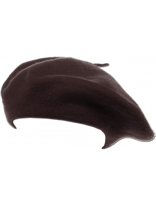 Berets 100% Wool French Beret for Womens Solid Colors Mens - Dark Brown - C618HCG69KI $11.83