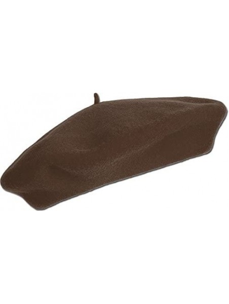 Berets 100% Wool French Beret for Womens Solid Colors Mens - Dark Brown - C618HCG69KI $11.83