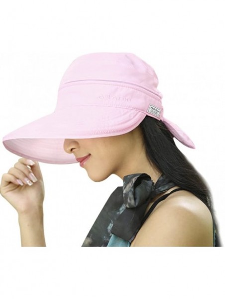 Sun Hats Womens 2in1 Wide Brim Summer Folding Anti-UV Golf Tennis Sun Visor Cap Beach Hat - Light Pink - CG12H3WGQO3 $14.31