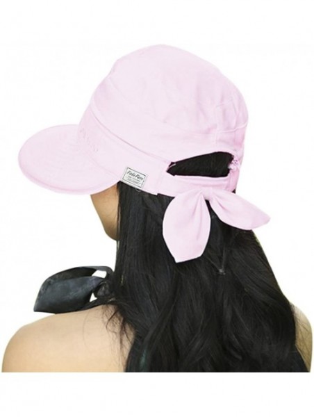 Sun Hats Womens 2in1 Wide Brim Summer Folding Anti-UV Golf Tennis Sun Visor Cap Beach Hat - Light Pink - CG12H3WGQO3 $14.31